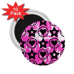 Star And Heart Pattern 2 25  Button Magnet (10 Pack)