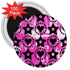 Star And Heart Pattern 3  Button Magnet (100 Pack)