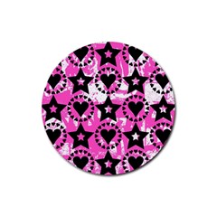 Star And Heart Pattern Drink Coaster (round) by ArtistRoseanneJones