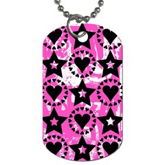 Star And Heart Pattern Dog Tag (one Sided)