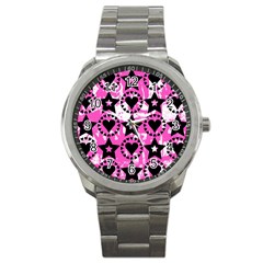 Star And Heart Pattern Sport Metal Watch