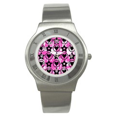 Star And Heart Pattern Stainless Steel Watch (slim)