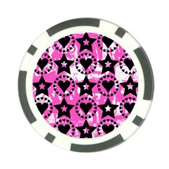 Star And Heart Pattern Poker Chip by ArtistRoseanneJones