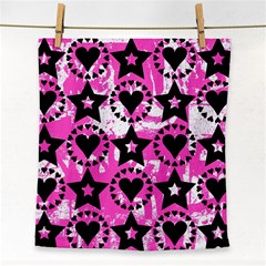 Star And Heart Pattern Face Towel