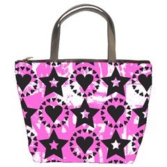 Star And Heart Pattern Bucket Handbag