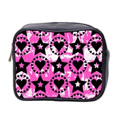 Star And Heart Pattern Mini Travel Toiletry Bag (two Sides)