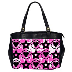 Star And Heart Pattern Oversize Office Handbag (two Sides)