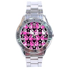 Star And Heart Pattern Stainless Steel Watch