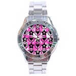 Star And Heart Pattern Stainless Steel Watch Front