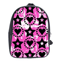 Star And Heart Pattern School Bag (xl)