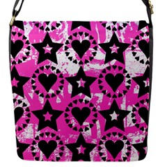 Star And Heart Pattern Flap Closure Messenger Bag (small)