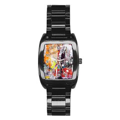 Abstract Graffiti Stainless Steel Barrel Watch