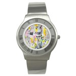 Graffiti Graphic Stainless Steel Watch (Slim) Front