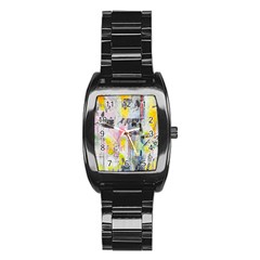 Graffiti Graphic Stainless Steel Barrel Watch