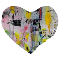 Graffiti Graphic Large 19  Premium Flano Heart Shape Cushion