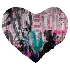 Graffiti Grunge Love Large 19  Premium Heart Shape Cushion