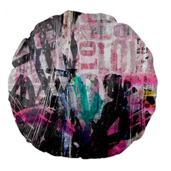 Graffiti Grunge Love Large 18  Premium Flano Round Cushion  by ArtistRoseanneJones