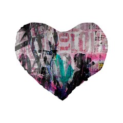 Graffiti Grunge Love Standard 16  Premium Flano Heart Shape Cushion  by ArtistRoseanneJones