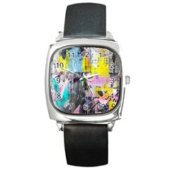 Graffiti Pop Square Leather Watch