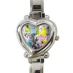 Graffiti Pop Heart Italian Charm Watch  by ArtistRoseanneJones