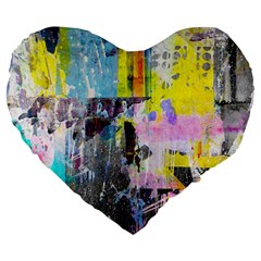 Graffiti Pop Large 19  Premium Heart Shape Cushion by ArtistRoseanneJones