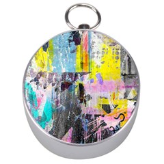 Graffiti Pop Silver Compass by ArtistRoseanneJones