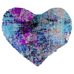 Graffiti Splatter Large 19  Premium Flano Heart Shape Cushion by ArtistRoseanneJones