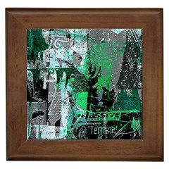 Green Urban Graffiti Framed Ceramic Tile