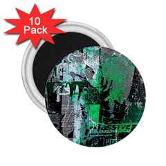 Green Urban Graffiti 2 25  Button Magnet (10 Pack) by ArtistRoseanneJones