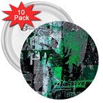 Green Urban Graffiti 3  Button (10 pack) Front