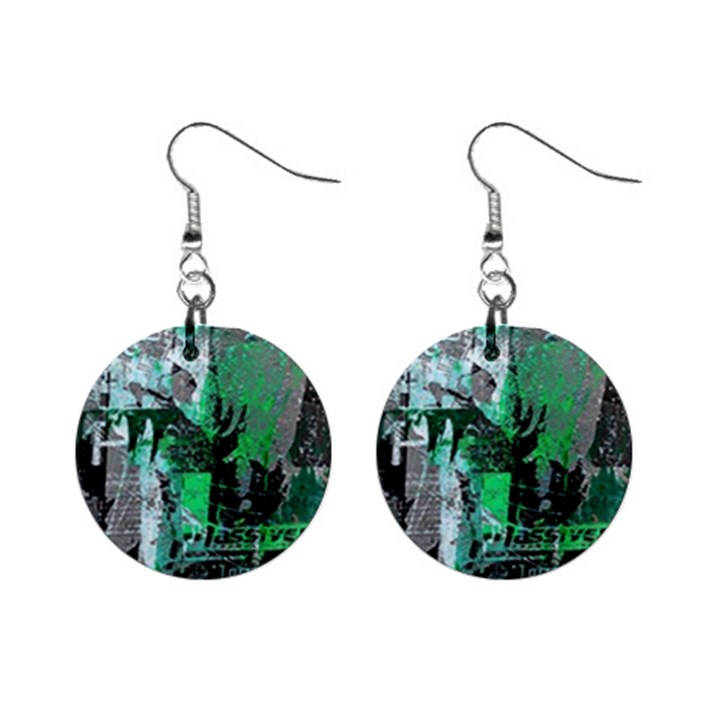 Green Urban Graffiti Mini Button Earrings