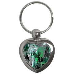 Green Urban Graffiti Key Chain (heart) by ArtistRoseanneJones