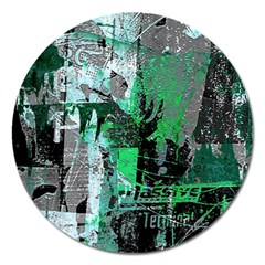 Green Urban Graffiti Magnet 5  (round) by ArtistRoseanneJones