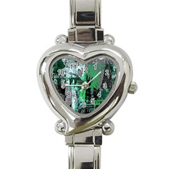 Green Urban Graffiti Heart Italian Charm Watch 