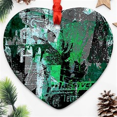 Green Urban Graffiti Heart Ornament (two Sides)