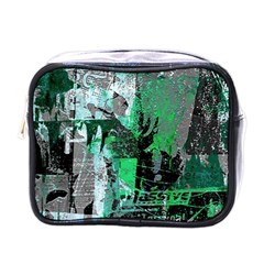 Green Urban Graffiti Mini Travel Toiletry Bag (one Side)