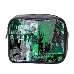 Green Urban Graffiti Mini Travel Toiletry Bag (two Sides)