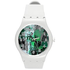 Green Urban Graffiti Plastic Sport Watch (medium)