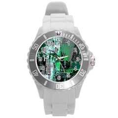 Green Urban Graffiti Plastic Sport Watch (large)