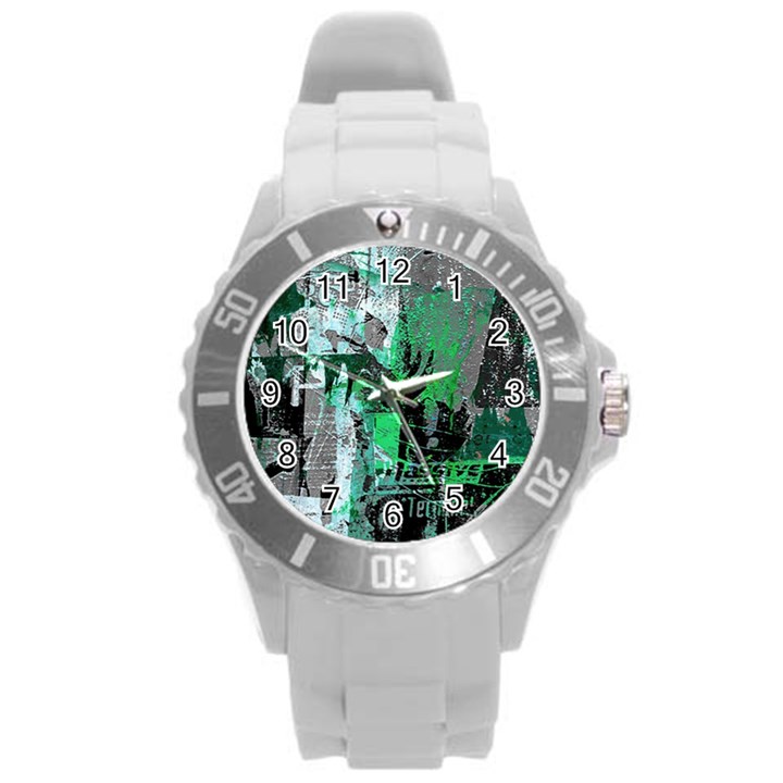 Green Urban Graffiti Plastic Sport Watch (Large)