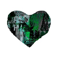 Green Urban Graffiti Standard 16  Premium Heart Shape Cushion  by ArtistRoseanneJones