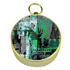 Green Urban Graffiti Gold Compass