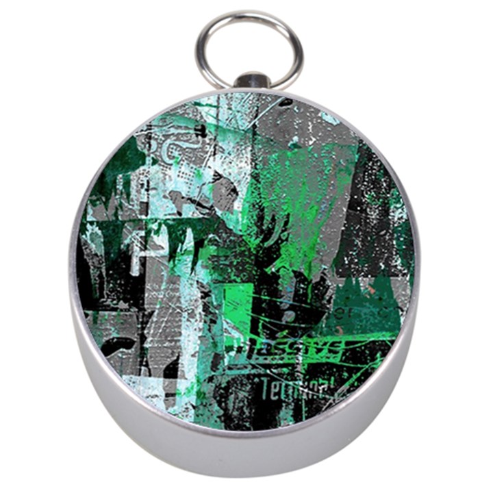 Green Urban Graffiti Silver Compass