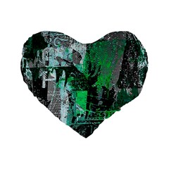 Green Urban Graffiti Standard 16  Premium Flano Heart Shape Cushion 