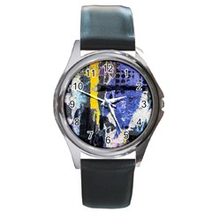 Urban Grunge Round Leather Watch (silver Rim)