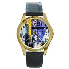 Urban Grunge Round Leather Watch (gold Rim) 