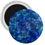 Blue Squares Tiles 3  Button Magnet Front