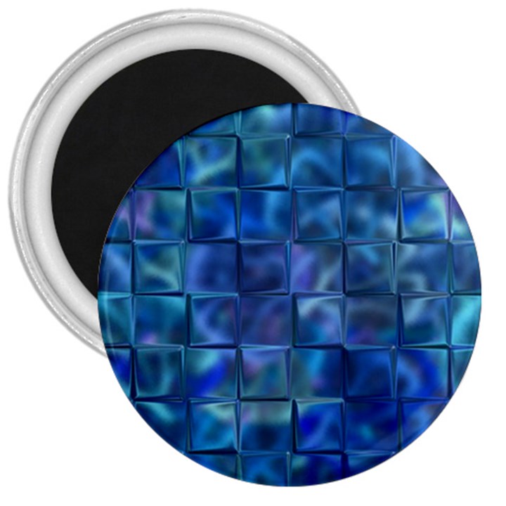 Blue Squares Tiles 3  Button Magnet