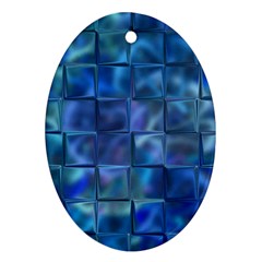 Blue Squares Tiles Oval Ornament