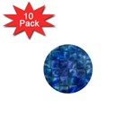 Blue Squares Tiles 1  Mini Button Magnet (10 pack) Front